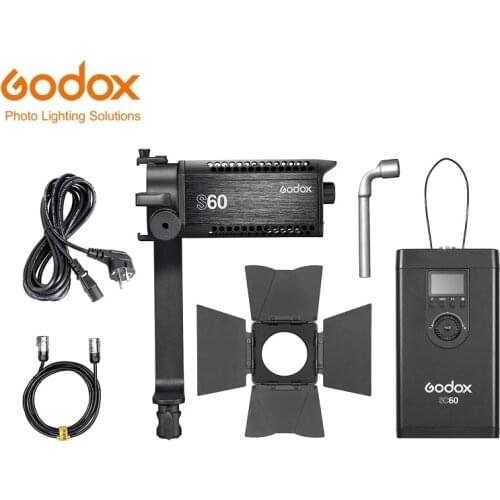 Godox S60 60W Video Focus Light Double Power Supply 5600K CRI96 Bowens Mount with L Bracket APP/DMX Control For Photography