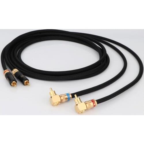 HI-End Top Grade RCA Male To Right Angled RCA Audio Extension Cable HIFI, 2RCA to2 RCA Audio Cable Line Wire