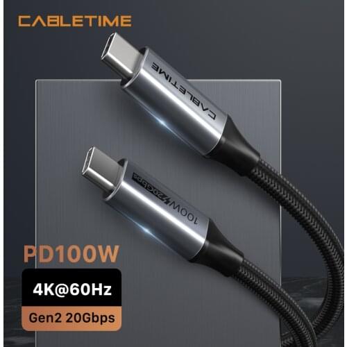 Cabletime USB C Cable Gen 2 For Macbook Pro 20Gbps PD 100W Cable Fast Charger Type C Cable For Dell Smart Devices Loptop N103