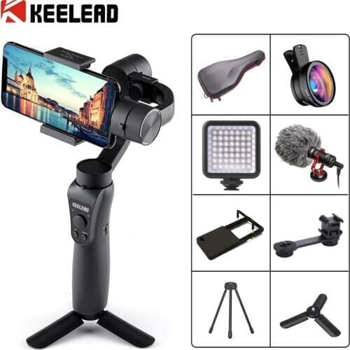 KED - 3-Axis Handheld Stabilizer Gimbal, Removable Focus and Zoom for Smartphone, Action Camera, Video Recording, Live Vlog