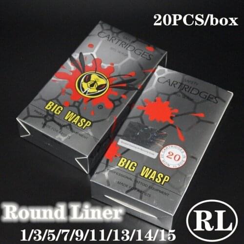 BIGWASP Cartridge Tattoo Needle Grey Round Liner 1001RL 1003RL 1005RL 1007RL 1009RL 1011RL 1013RL 20Pcs/box Free Shipping
