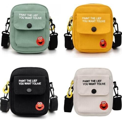 Korean Mini Women Canvas Handbags Student Bag Cell Phone Bags Simple Small Crossbody Bags Casual Ladies Flap Shoulder Bag