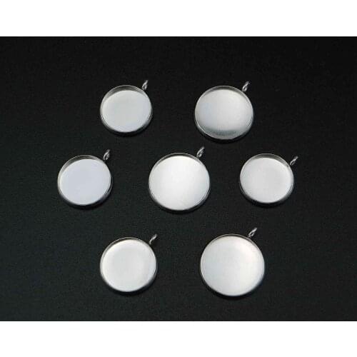 10Pcs 6-20MM Stainless Steel Round Bezel Pendant Settings for Cabochon DIY Jewelry Supplies 1411251