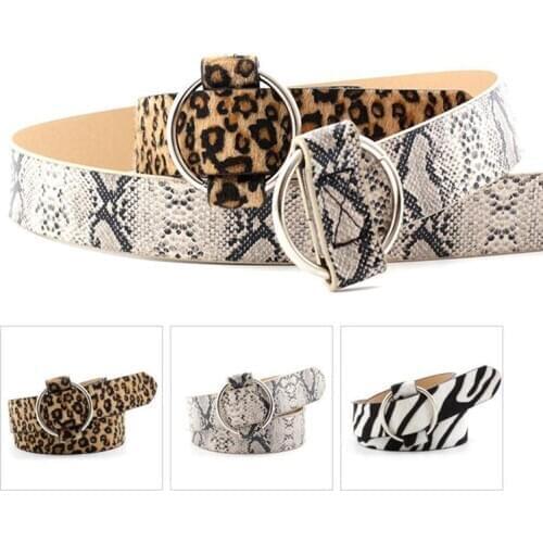 Womens Circle belt RING buckle Non-porous PU Leather print pattern pattern belt dress Zebra Belt Leopard Jeans Snakeskin L3N4