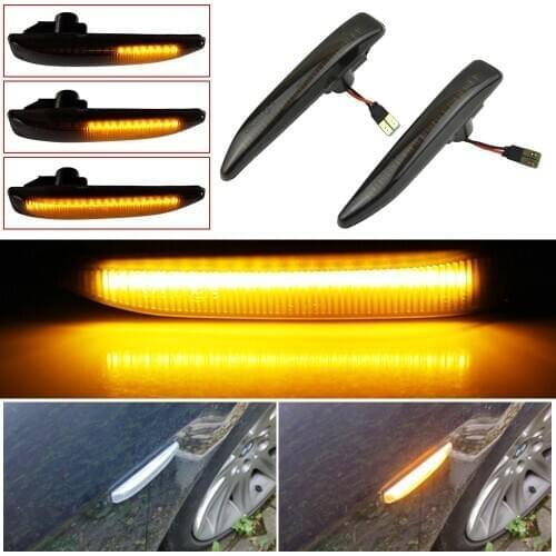 2Pcs for BMW 7 Series E65 E66 E67 E68 Flowing LED Side Marker Lights Dynamic Turn Signal Light Side Repeater Lamp Panel Lamp