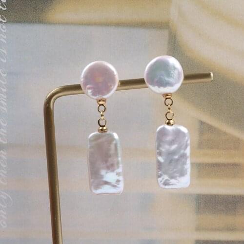 Fashion White Baroque Earrings,Simple Style,Natural Freshwater Baroque Pearl,Ladies Jewelry