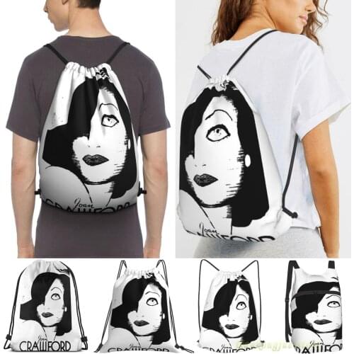 Joan Crawford Contrast Art Men Outdoor Travel Gym Bag Waterproof Drawstring Backpack Women Fitness Swimming Bag