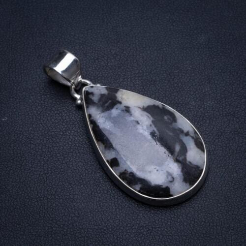 Natural Pinolith Jasper Handmade Mexican 925 Sterling Silver Pendant 2" U0166