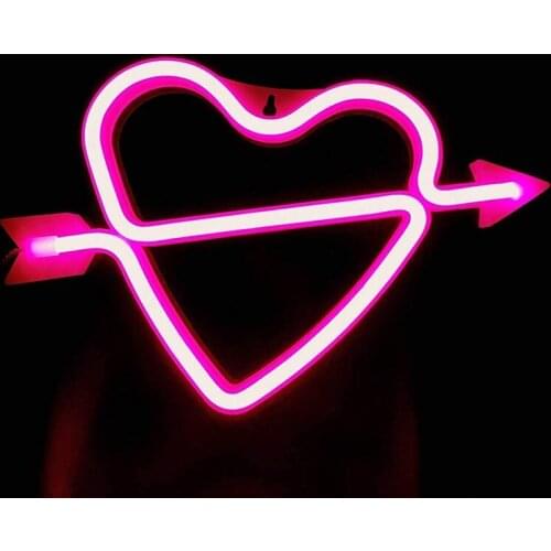 Heart Shaped Neon Signs USB/Battery Powered Acrylic Wall Decor Decorative Home Atmosphere LED Night Lights for Girls XHC88