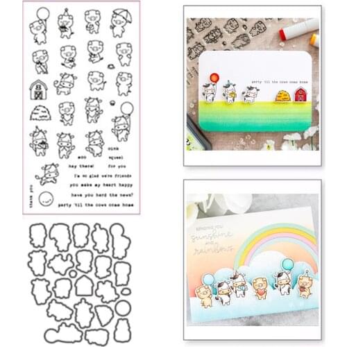 2021 New Cute Calf and Piggy Cutting Dies Stamps Dies Scrapbooking Mold Cut Handmade Tools DIY Greeting Card Craft Decoration