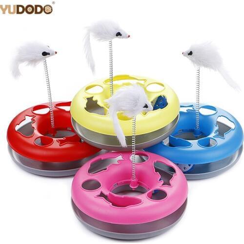 New Multiple Color Cat Toys Spring Mice Crazy Amusement Disk Multifunctional Disk Play Activity Pet Funny Toys