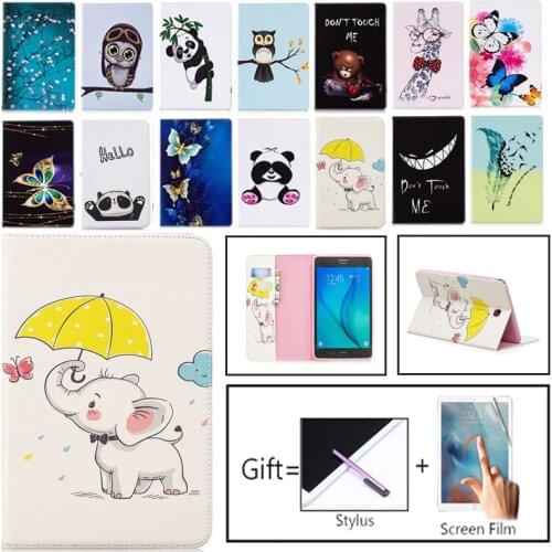 New Folio Printed Owl Bear For Samsung Galaxy Tab A 8.0 T350 Case Flip PU Bracket Funda For Tab A 8.0 SM-T350 T355 Tablet Case