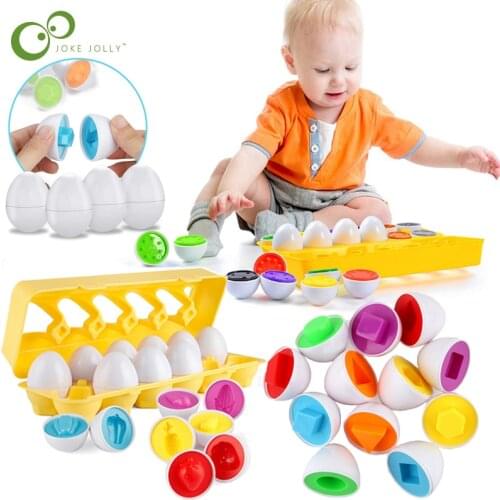 12pcs Montessori Learning Education Math Toys Smart Eggs 3D Puzzle Game For Children Popular Toys Jigsaw Mixed Shape Tools ZXH