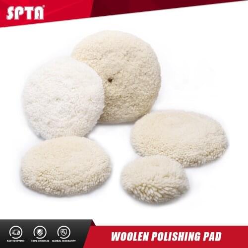 SPTA Single Face Woolen Polishing Pad Hook & Loop Buffing Pad for Polisher Natural Wool Pad