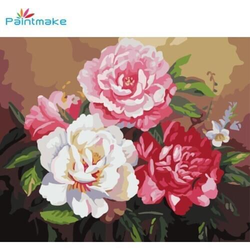 PAINTMAKE Flowers DIY Painting By Numbers Drawing Kits Oil Painting On Canvas Home Art Decoration Paintings 40*50CM