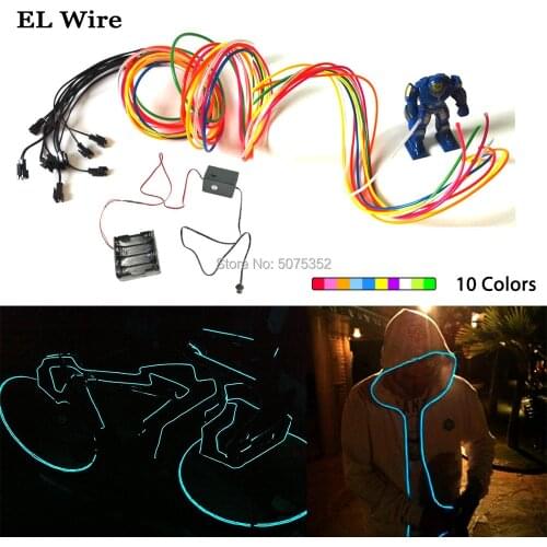 Popular 3.2mm EL Wire Flexible Costume Decor Neon LED Lamp Glow Light LED Strip Waterproof Events Dance Party Decor DIY Material