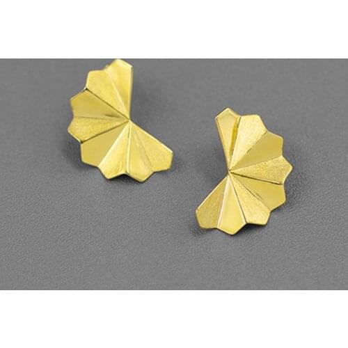 S.EAST SUN 925 Sterling Silver Fashion Jewelry 18K gold Chinese style folding fan earrings are suitable for womens party gifts