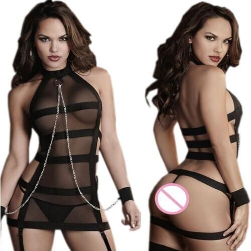 Sexy Women Hot Sale Sexy Lingerie Bra Backless Underwear Hollow Out Elastic Cage Bra Bandage Bra Set Lenceria Handcuff Porn