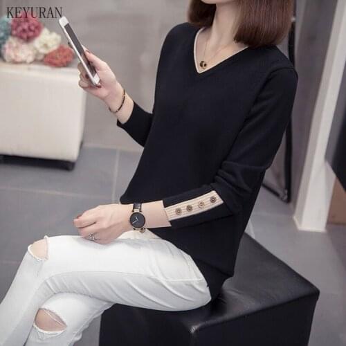 Autumn Winter Sweater Women 2021 New Elegant Solid Loose V-neck Knitted Sweater Plus Size Female Pullovers Fashion Solid Tops