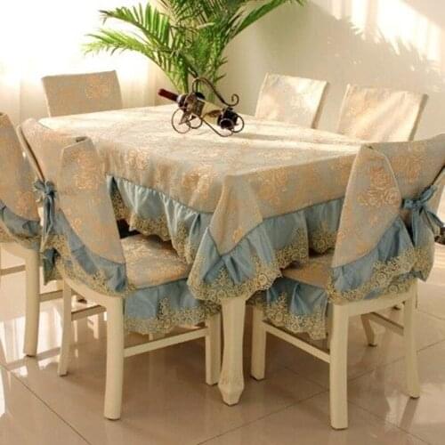 Modern simple European Style Lace Embroidery Fabric Tablecloth Chair Cover Cushion Set, Retro Luxury, Romantic Home