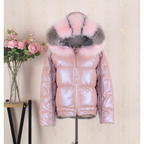 Warm Thick White Duck Down Jacket Women Clothes Slim Pink Coat Female Jacket Fox Fur Collar Tops Abrigo Mujer 22088440