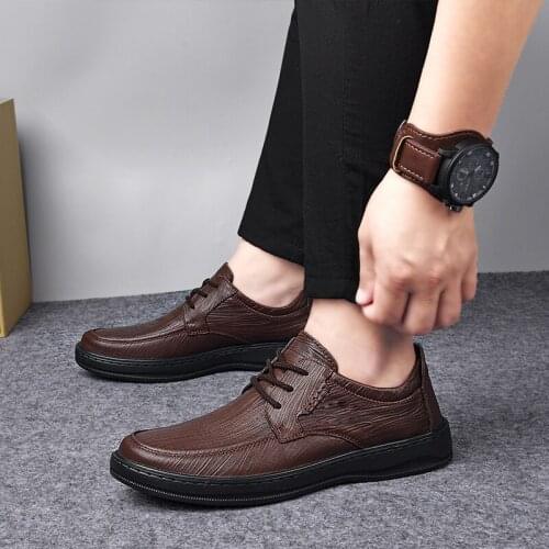 Men Dress Shoes Formal Business Work Soft Genuine Leather Mens Oxford Flats Men Business Formal Shoes