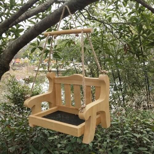 Outdoor Wooden Bird Feeder Bird Feeder Swing Chair Wild Bird Seed Feeding Station For Outdoor Courtyard Yard Wild hanging Garden