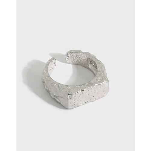 New 925 Sterling Silver Irregular Surface Rings For Women Friends Gift Jewelry, Punk Party Ring Female Gold Color Accessories