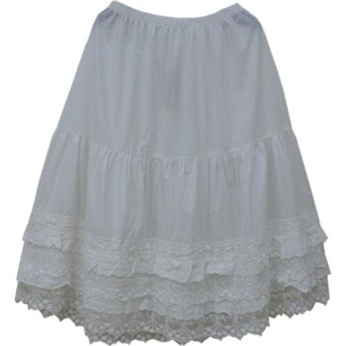 Retro Mori Girl Multi-layer Lace Cotton Skirt Lolita Embroidery Fairy Princess Lace Underskirt Novelty Skirt Saia Lady Petticoat