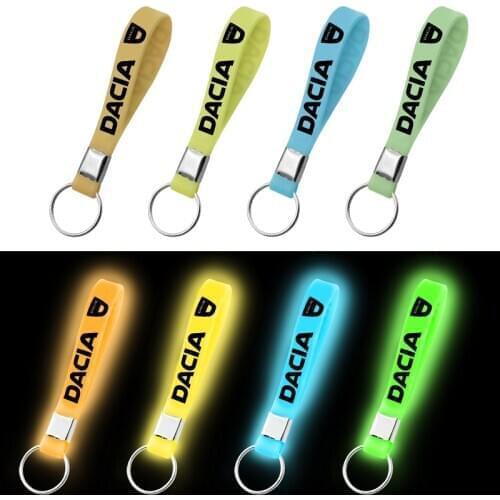 1pcs Luminous Silicone Car Keychain Car Badge Key Ring for Dacia Duster Logan Sandero 2 Mcv Sandero