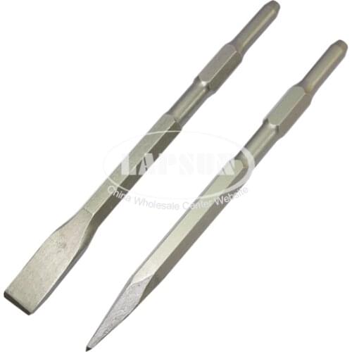2pcs/Lot Round Breaker Chisel Hex Shank 17 x 280mm Flat Point for 1-1/2" Demolition Jack Ham