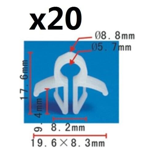 20pcs Wire Cable Loom Routing Harness Nylon 6mm Clip Retainer 90654SA4003 For Honda / Civic