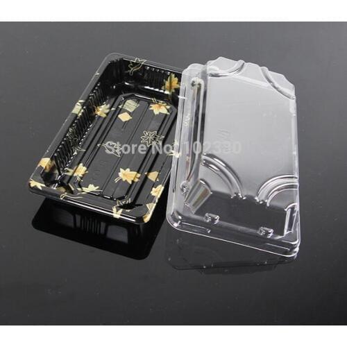 200 sets Japanese-style Clear Plastic Lunch Box Dinnerware Boxes Disposable Food Container Sushi Box Take Away