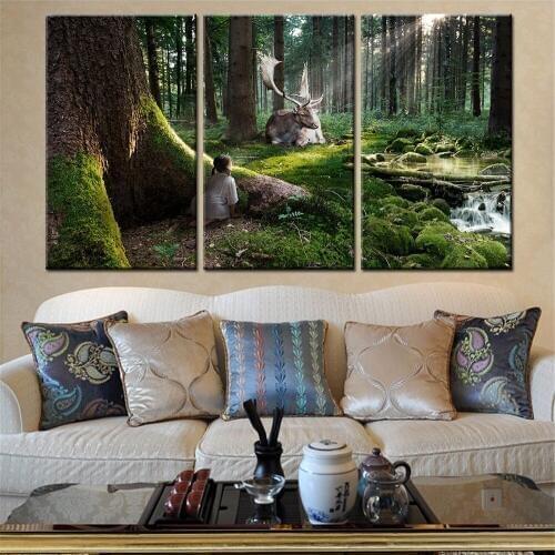 3 Pieces/sets Canvas Art Canvas Paintings Forest Landscape Wall Stickers 3 Panel Decoration For Home Wall Art Prints Canvas
