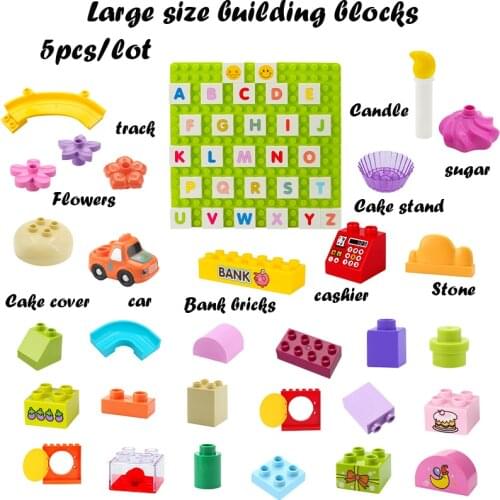 5pcs/set MOC Random Colorful Compatible Big Size City Building Blocks Parts Bricks Dots Baby Toys Educational Montessori Gifts