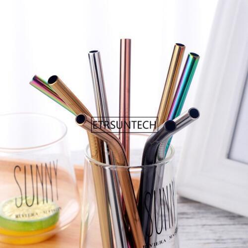500Pcs Drinking Straw Reusable Diameter 8mm Juice Straws Eco Friendly Metal Straw Factory wholesale 215mmx8mm