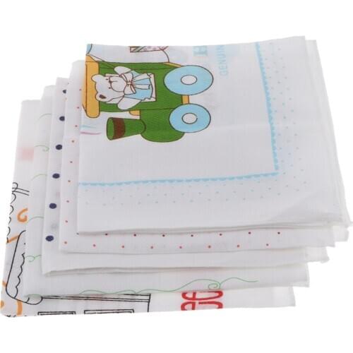 5x Kids Toddler Cartoon Handkerchiefs Baby Printed Hanky Kerchiefs Hankie