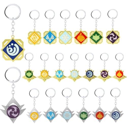 New Fashion Genshin Impact Element Key Chain Eye of God 7 Element Weapons Bag Pendant Keychain Valentines Day Gift for Boyfriend