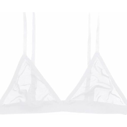 Women Sexy Lingerie See Through Bras Tops O-ring Sheer Mesh Triangle Bralette Wirefree Unlined Bra Female Underwear Nightwear