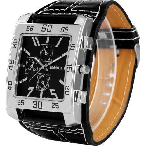 Quartz Watch for Men Women Leather Band With Pin Buckle Wristwatch Big Square Luminous Hands Clock Watches Gifts Reloj Mujer