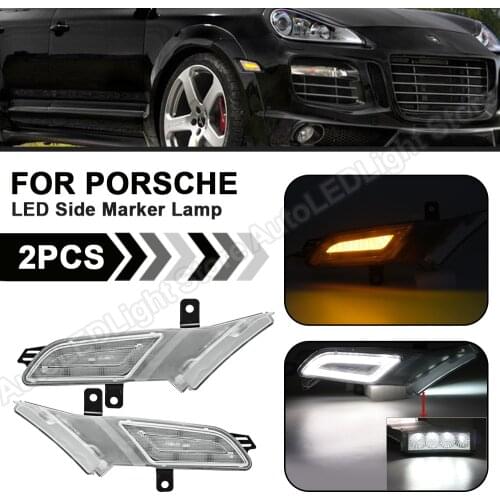 2Pcs Clear For 2007 2008 2009 2010 Porsche Cayenne 957 LED Side Marker Turn Signal Lamp Light LED Running/Position Light