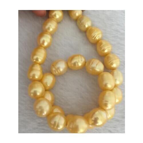 Elegant 12-13mm south sea baroque gold pearl necklace 18inch