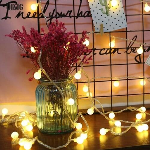 2M 10LED Fairy Lights Round Ball Garland Lighting Lamp Battery Power Waterproof Holiday Wedding Christmas Decoration Night Light