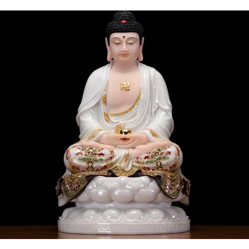 Hot sale 2021 High grade jade color gilding Sakyamuni Buddha statue Buddhism Amitabha Buddha HOME shrine Effective protection