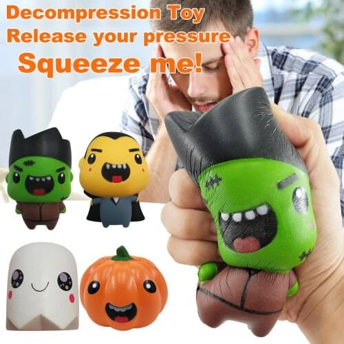 Halloween Zombie Squeeze Toys Stress Relief Relieve Hand Fidget Toys for Kids Adults Sensory Therapy ADHD Autism Stress Anxiety