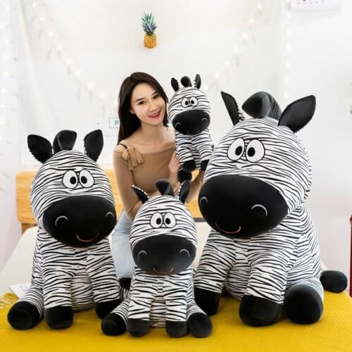 Simulation Standing Zebra Stuffed Animals Plush Toy Kids Toys Horse Doll Props Christmas Kids Birthday Gifts Home Decoration
