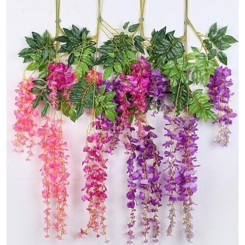 Artificial Plants Fake Silk Flower Vine Garden Decoration Wall Hanging Garland Plant Home Garden Wedding Decor Accessories