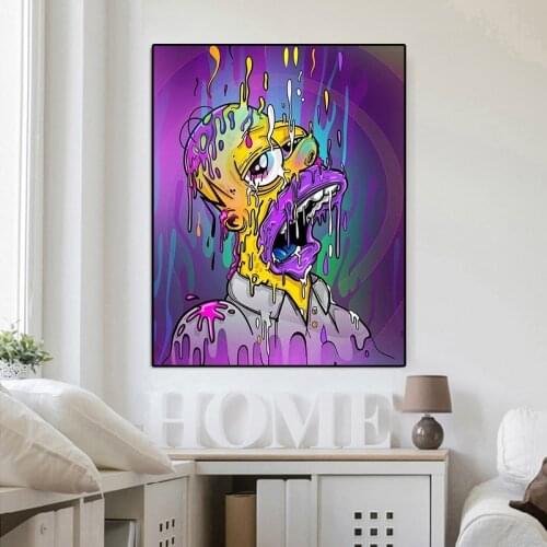 Famous Artist Lisa Simpson Colour Ha Ha Mouth Canvas Paintings Posters and Print Wall Art Picture for Childrens Room Home Decor