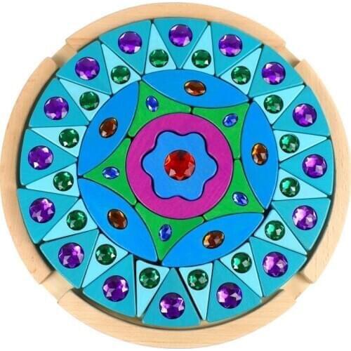 2021 New Arrival Luxury Wooden Building Blocks With Artificial Diamond Crative Flower Brick Puzzle Great Girl Gift Toy