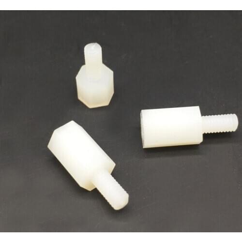 M3x13+6 Spacer Screws Hex Standoff Nuts Male to Female Plastic Nylon Accessories Off-White Pack 100